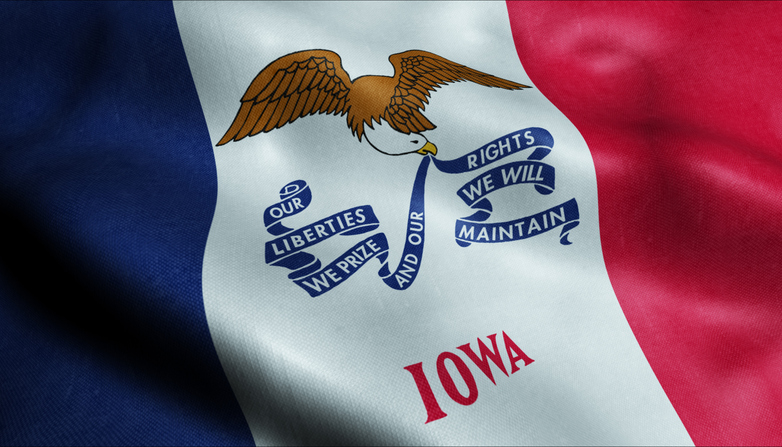 State of Iowa Waving Flag in 3D