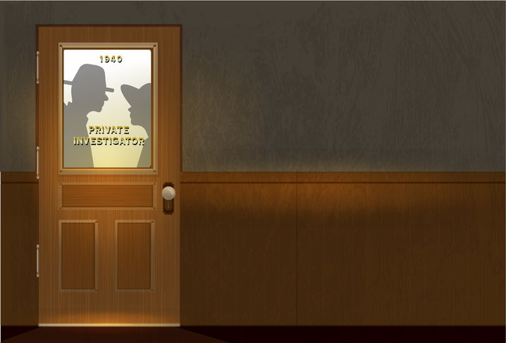 Private investigator office door