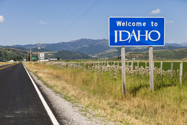 Welcome to Idaho road sign