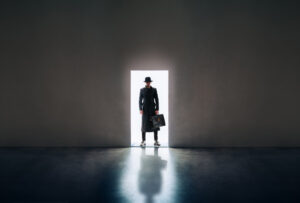 cryptic man in doorway